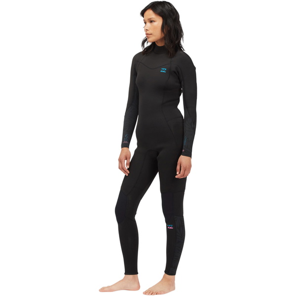 2022 Billabong Womens Synergy 5/4mm Back Zip Wetsuit C45G52 - Black Palms